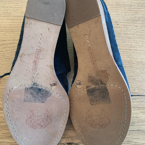 Vince Camuto Cutout Wedge Sandal Shoe Suede Blue Women’s Size 7‎ 1/2 Preloved - Picture 6 of 7